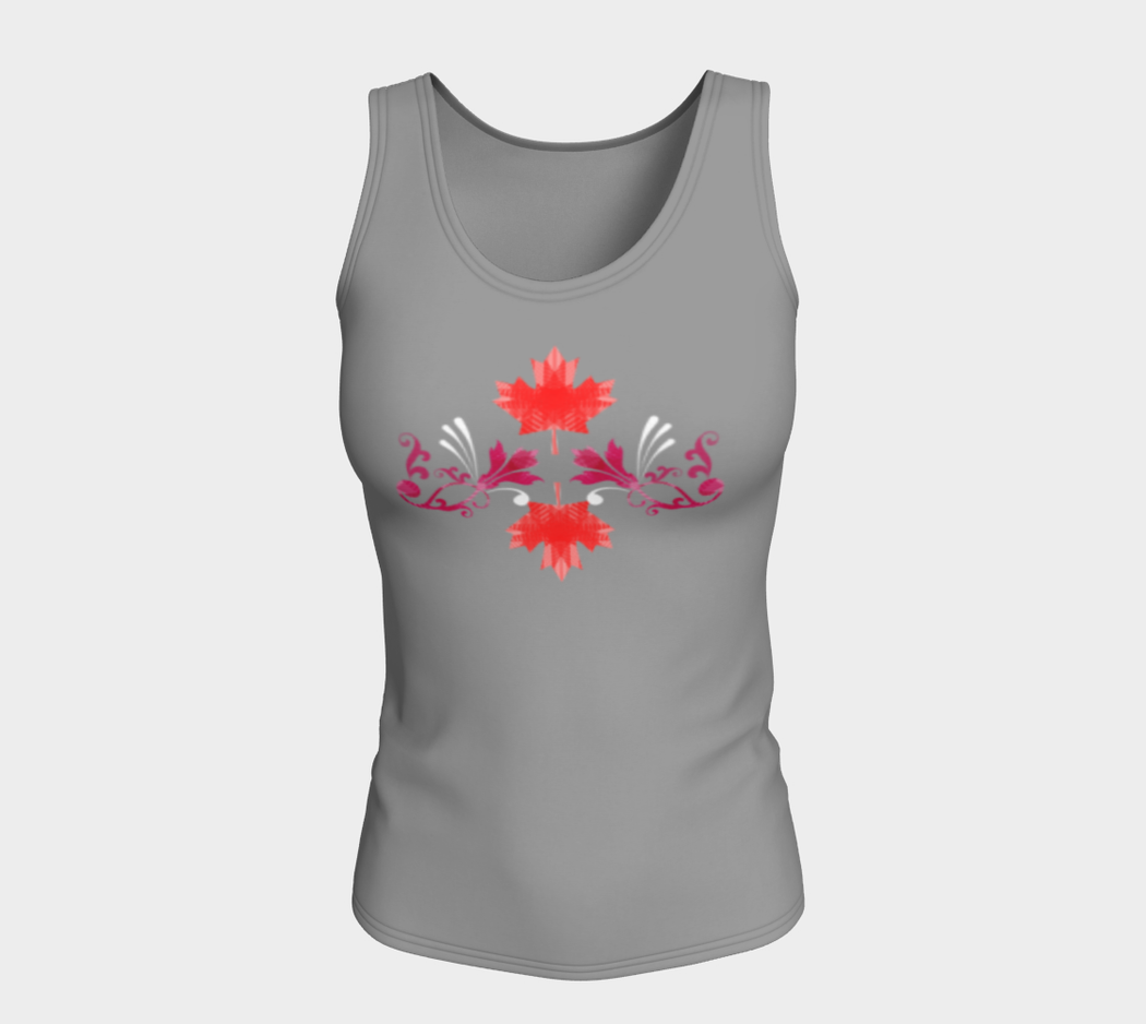 Pindlife Maple Leaf Phulkari Fitted Tank Top (Long) - PindLife