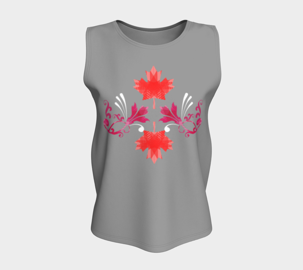 Pindlife Maple Leaf Phulkari Loose Tank Top (Long) - PindLife