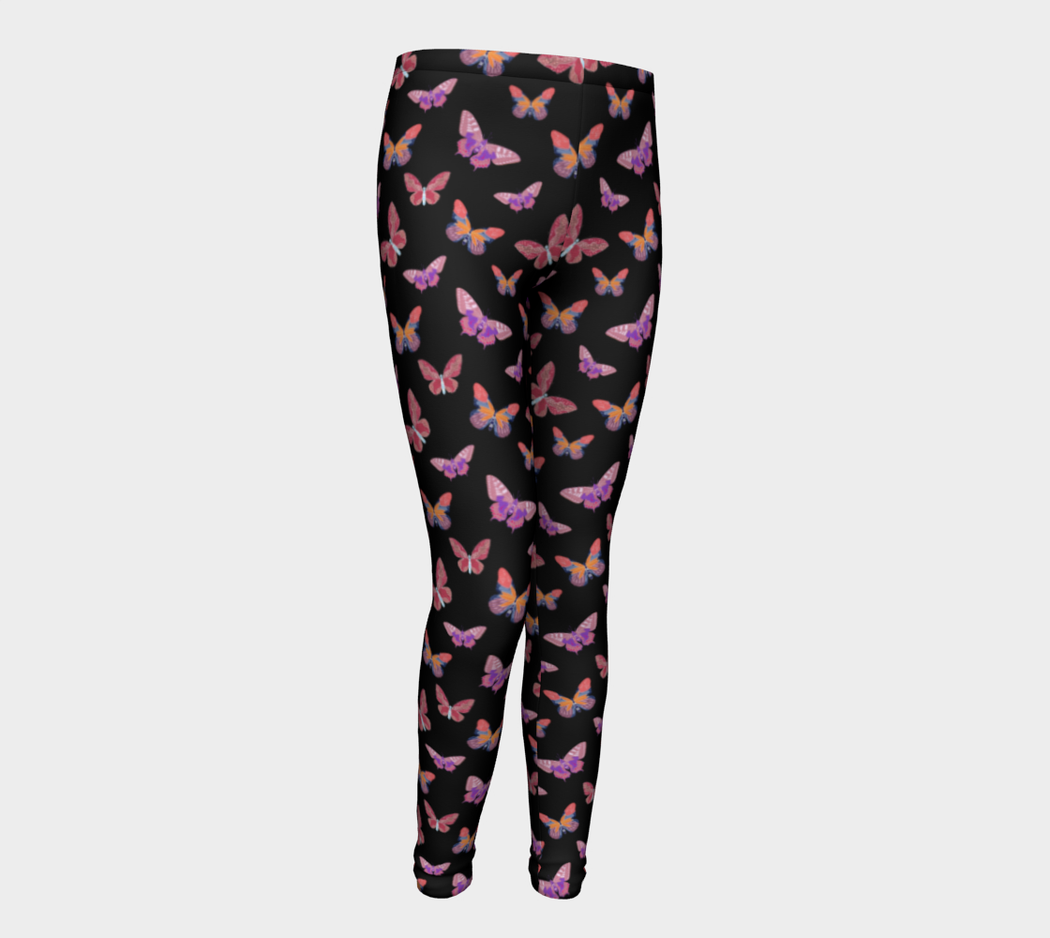 Pindlife Black Youth Butterfly Phulkari 2 Legging - PindLife
