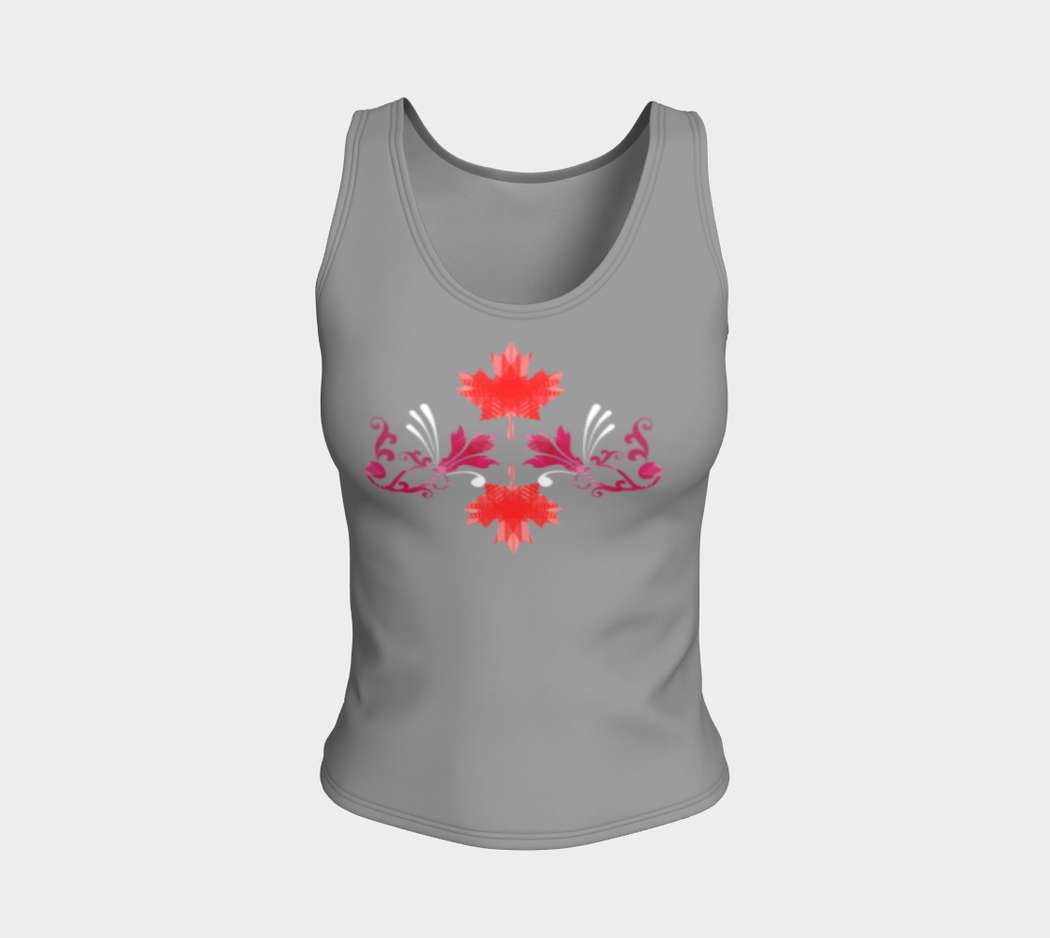 Pindlife Maple Leaf Phulkari Fitted Tank Top (Regular) - PindLife