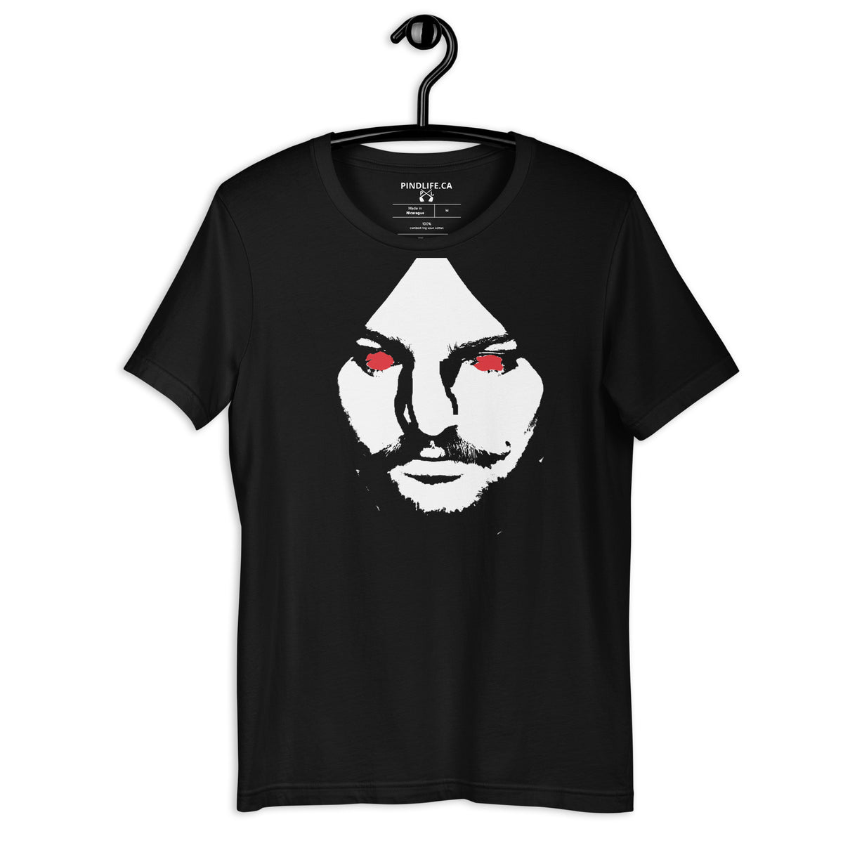 PindLife Sidhu Moosewala Ghost Face T-Shirt in black, front view, Punjabi Tribute