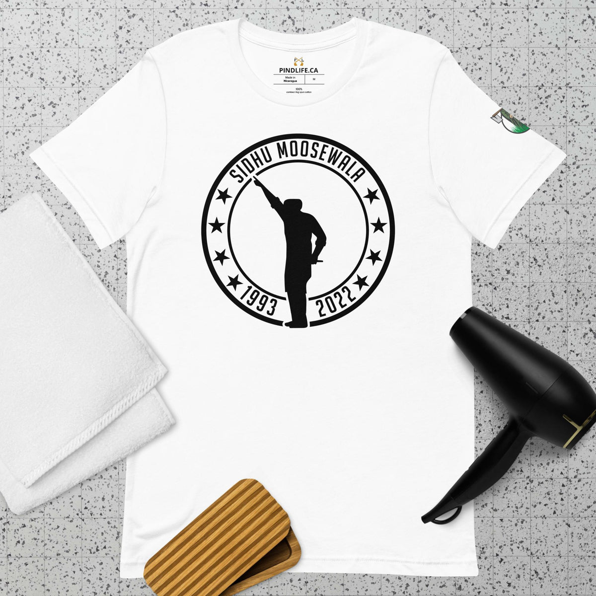 PindLife Sidhu Moosewala Tribute T-Shirt White in white, front view, Punjabi Music