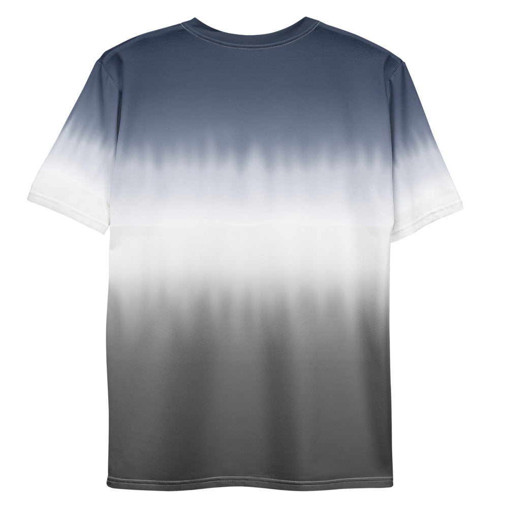 PindLife Men's Stripe T-Shirt, back view, Blue/White/Grey