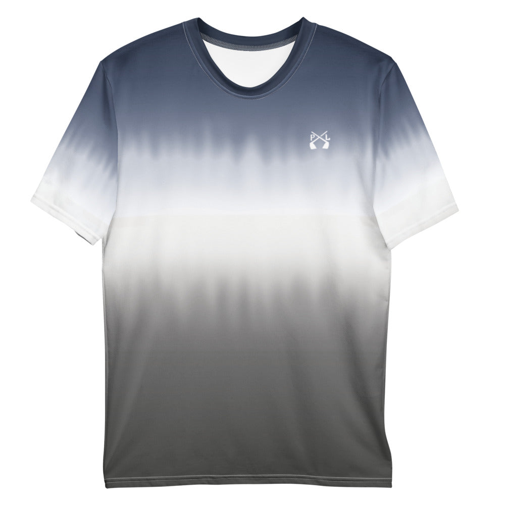 PindLife Men's Stripe T-Shirt, front view, Blue/White/Grey