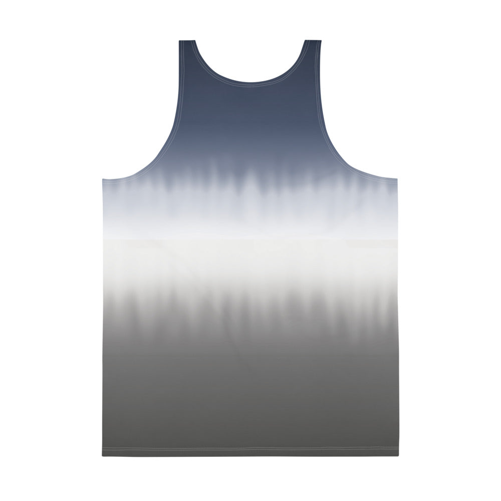 PindLife Men's Stripe Tank Top, back view, Blue/White/Grey
