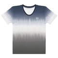 PindLife Women's Stripe T-Shirt, front view, Blue/White/Grey