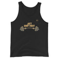 PindLife Jatt Don't Rest Tank Top in black, front view, Punjabi Gym Vest
