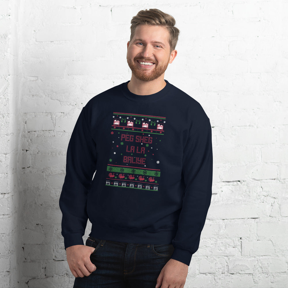 PindLife Peg Sheg La La Baliye Ugly Sweater, Punjabi Holiday design, alternate view