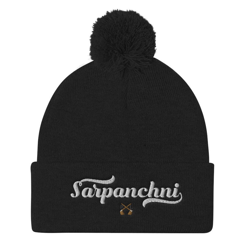 PindLife Sarpanchni Pom Pom Knit Cap, Punjabi Toque design, alternate view