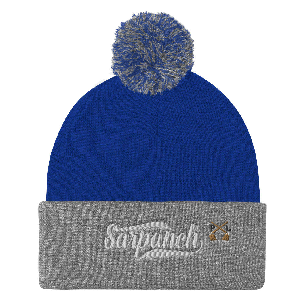 PindLife Sarpanch Pom Pom Knit Cap, Punjabi Winter Toque design, alternate view