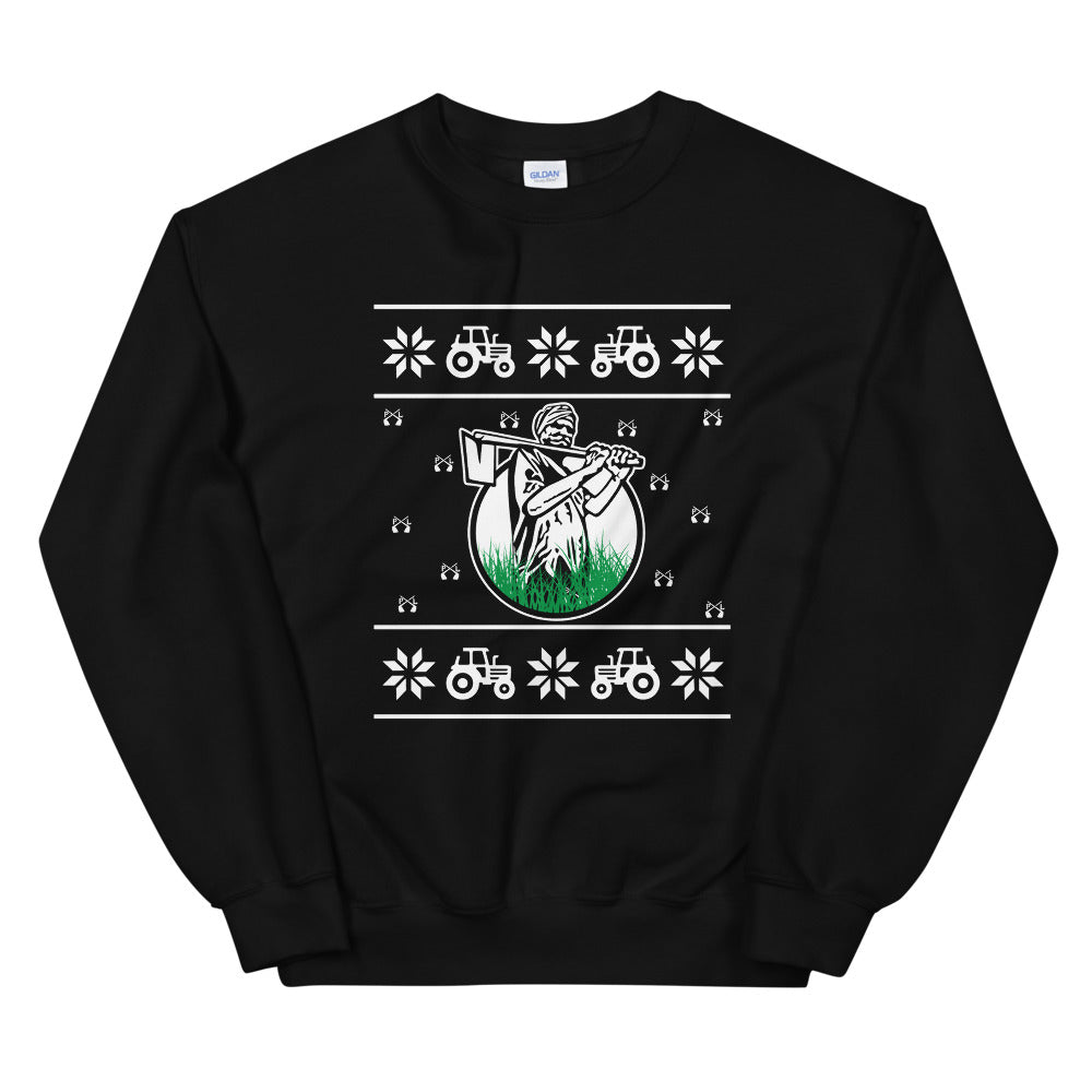 PindLife Punjabi Farmer Ugly Sweater, Kisaan Holiday Sweatshirt design, alternate view