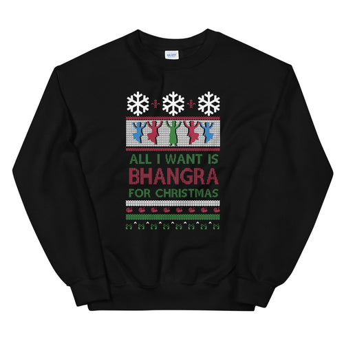 PindLife All I Want Is Bhangra For Christmas Sweater, Punjabi Ugly Sweater design
