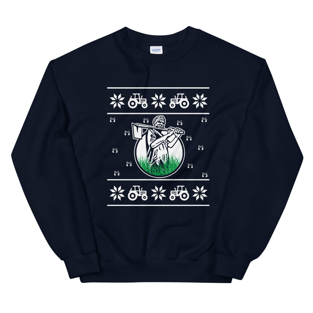 PindLife Punjabi Farmer Ugly Sweater, Kisaan Holiday Sweatshirt design, alternate view