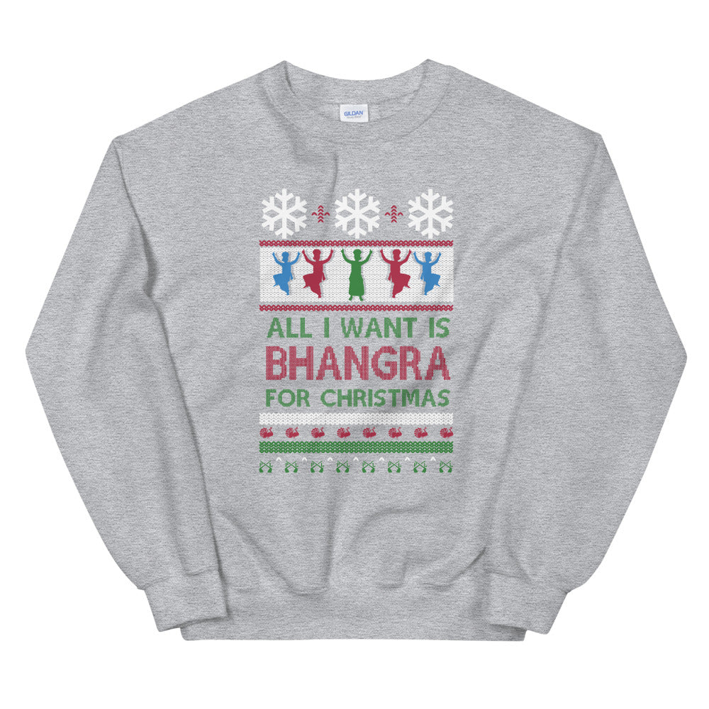 PindLife All I Want Is Bhangra For Christmas Sweater, Punjabi Ugly Sweater design, alternate view