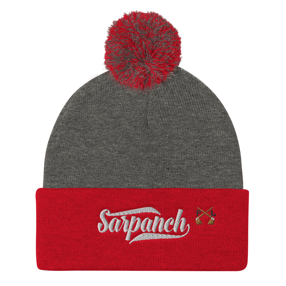 PindLife Sarpanch Pom Pom Knit Cap, Punjabi Winter Toque design, alternate view