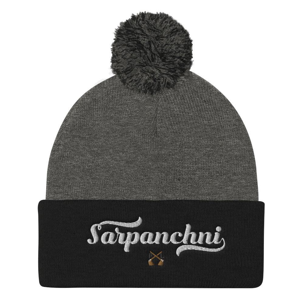 PindLife Sarpanchni Pom Pom Knit Cap, Punjabi Toque design, alternate view