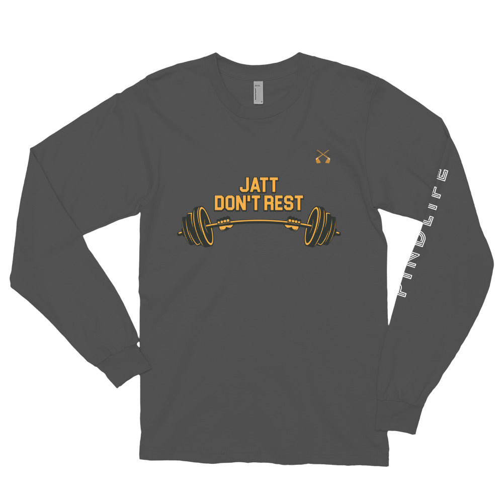 PindLife Jatt Don't Rest Long Sleeve Shirt, Punjabi Work Ethic design, alternate view