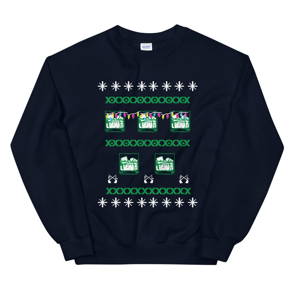 PindLife Peg On The Rocks Ugly Sweater, Punjabi Holiday Sweater design, alternate view
