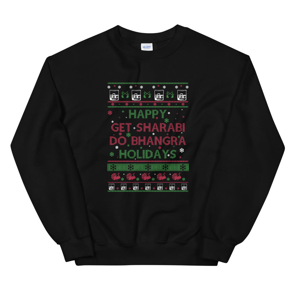 PindLife Happy Get Sharabi Do Bhangra Sweater, Punjabi Ugly Sweater design