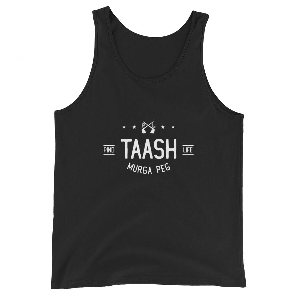 PindLife Taash Murga Peg Tank Top, Punjabi Card Night Vest design