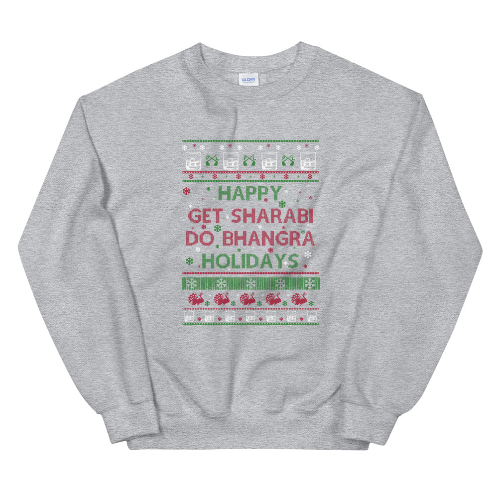 PindLife Happy Get Sharabi Do Bhangra Sweater, Punjabi Ugly Sweater design, alternate view
