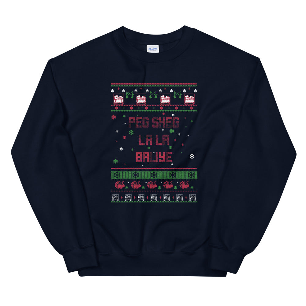 PindLife Peg Sheg La La Baliye Ugly Sweater, Punjabi Holiday design, alternate view