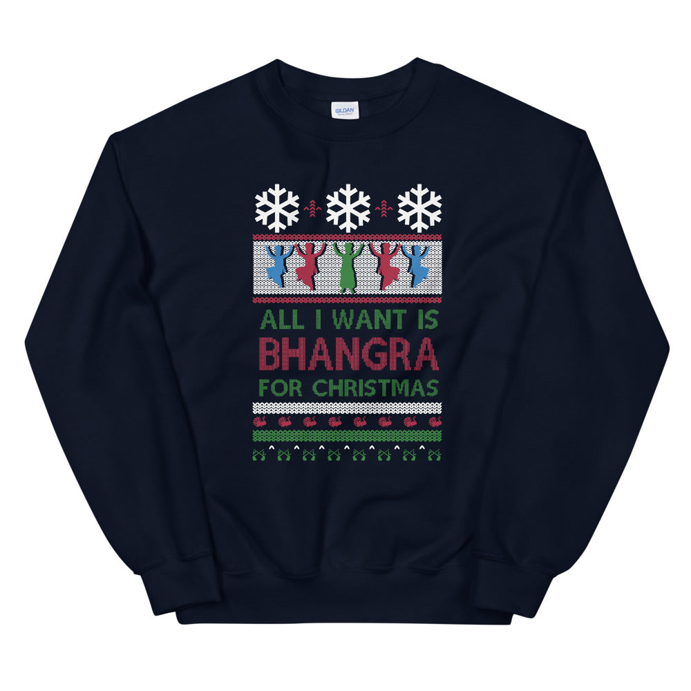 PindLife All I Want Is Bhangra For Christmas Sweater, Punjabi Ugly Sweater design, alternate view