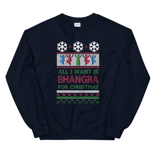 PindLife All I Want Is Bhangra For Christmas Sweater, Punjabi Ugly Sweater design, alternate view