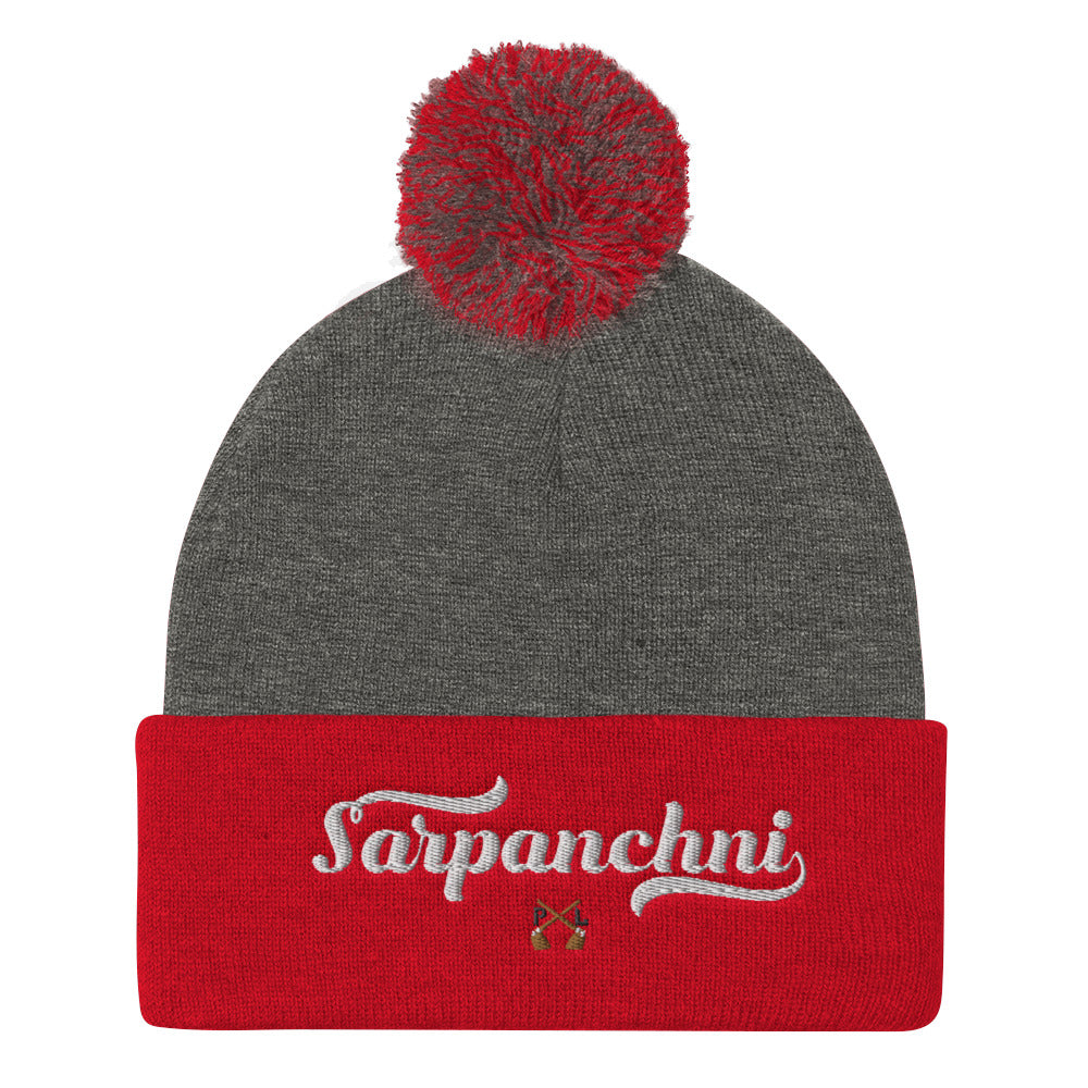 PindLife Sarpanchni Pom Pom Knit Cap, Punjabi Toque design, alternate view