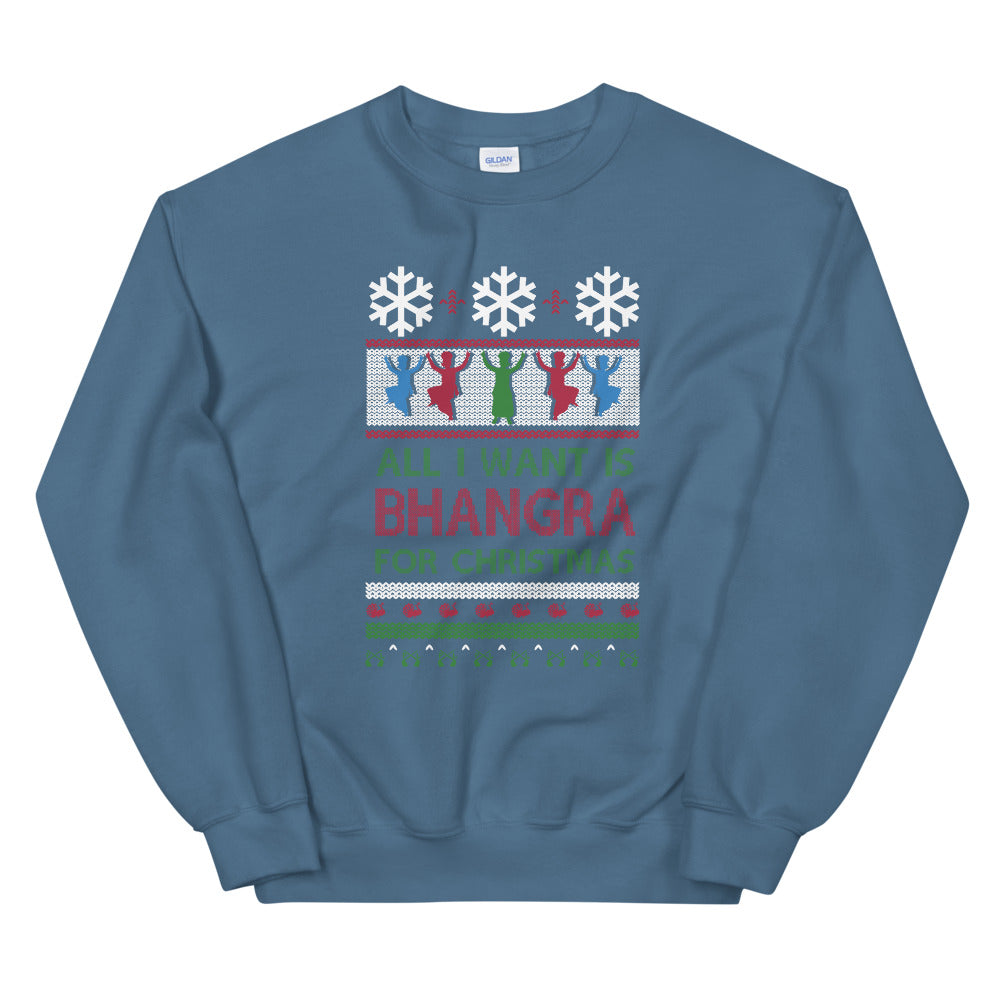 PindLife All I Want Is Bhangra For Christmas Sweater, Punjabi Ugly Sweater design, alternate view