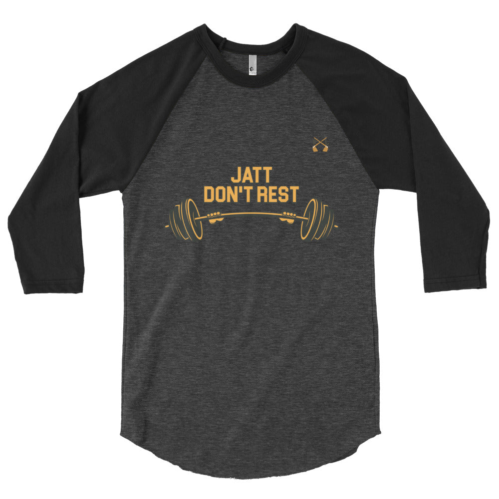 PindLife Jatt Don't Rest 3/4 Raglan Shirt, Punjabi Baseball Tee design, alternate view