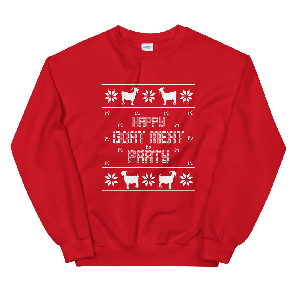 PindLife Happy Goat Meat Party Sweater, Punjabi Ugly Sweater design