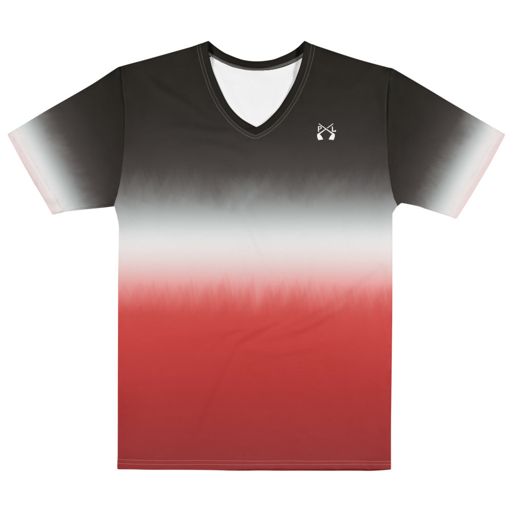PindLife Men's Stripe T-Shirt, Black/White/Red design