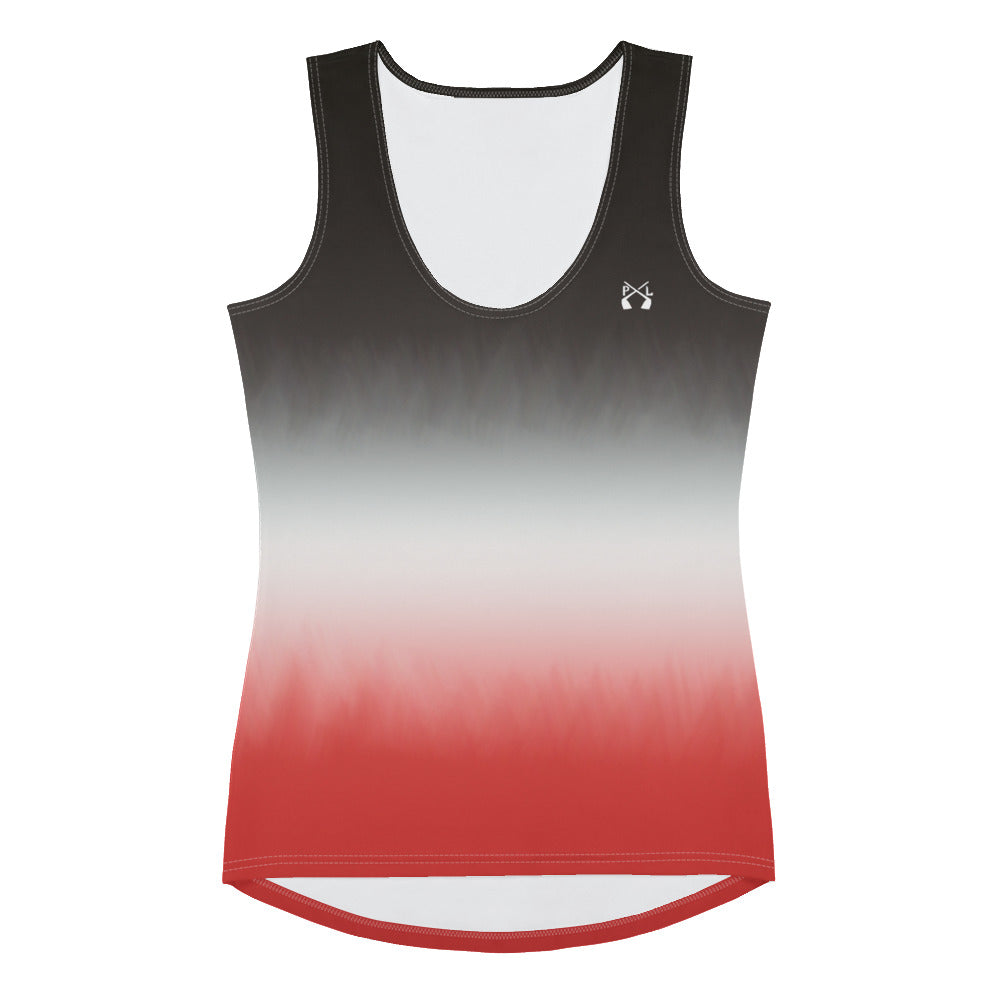 PindLife Women's Stripe Tank Top, Black/White/Red design