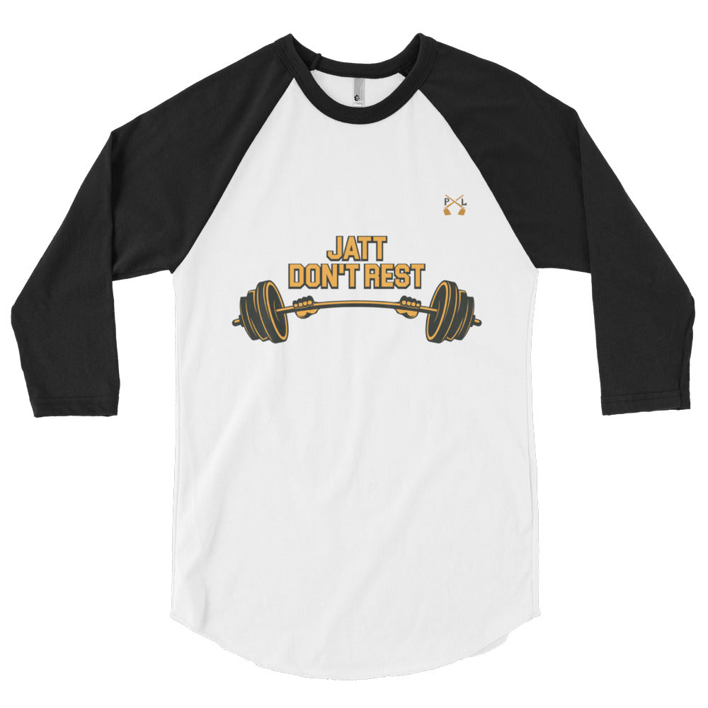 PindLife Jatt Don't Rest 3/4 Raglan Shirt, Punjabi Baseball Tee design