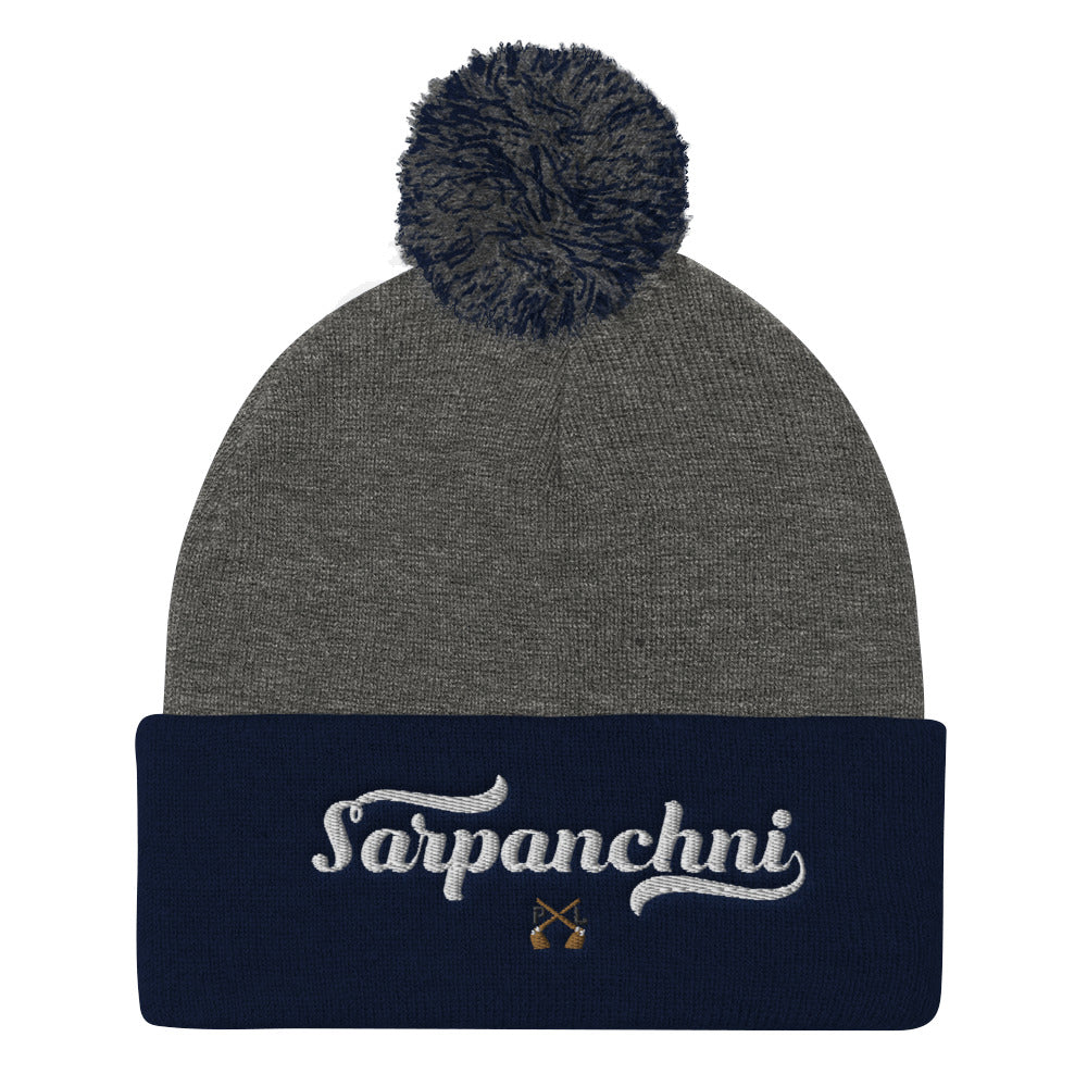 PindLife Sarpanchni Pom Pom Knit Cap, Punjabi Toque design, alternate view