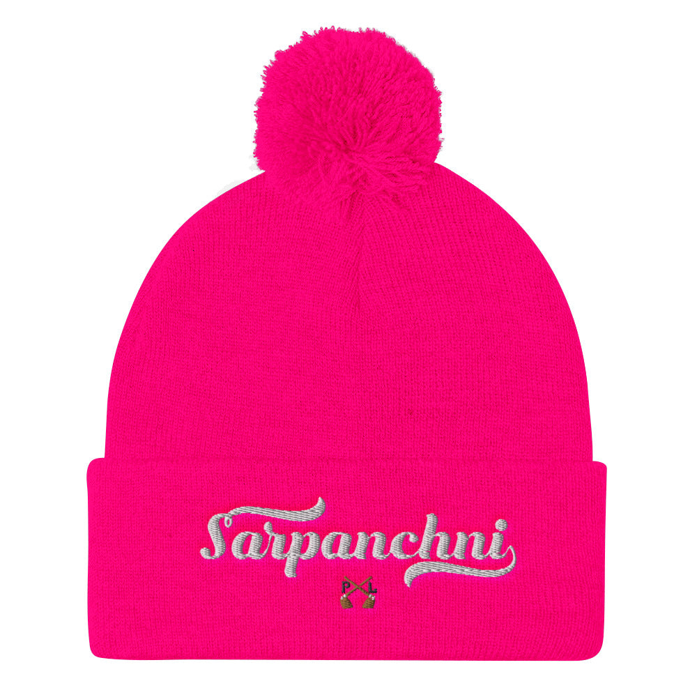 PindLife Sarpanchni Pom Pom Knit Cap, Punjabi Toque design, alternate view