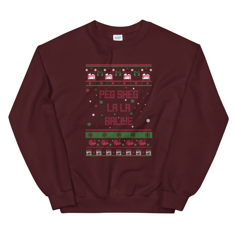 PindLife Peg Sheg La La Baliye Ugly Sweater, Punjabi Holiday design, alternate view