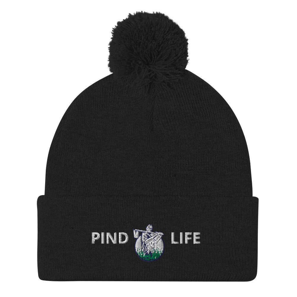 PindLife Kisaan Toque in black, front view, Punjabi Farmer Winter Hat