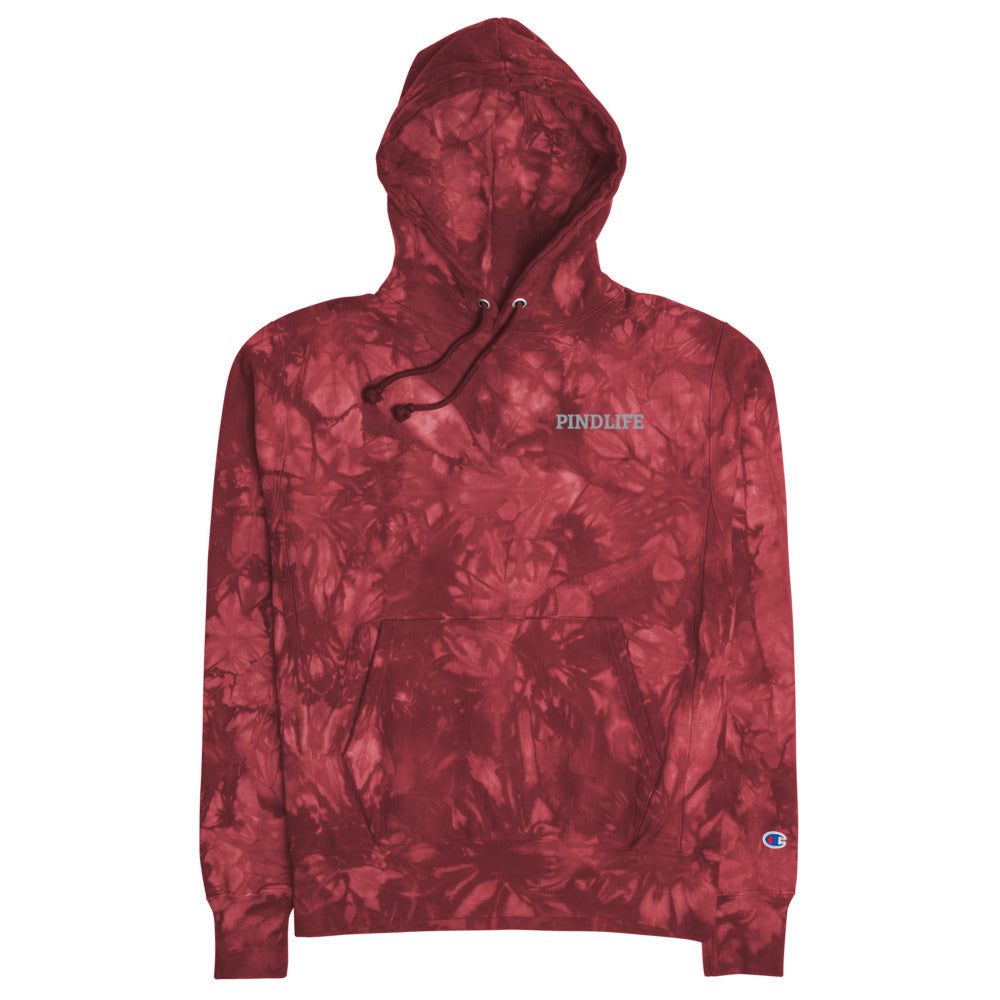 PindLife Champion Tie-Dye Hoodie in mulled berry, front view, Punjabi Streetwear