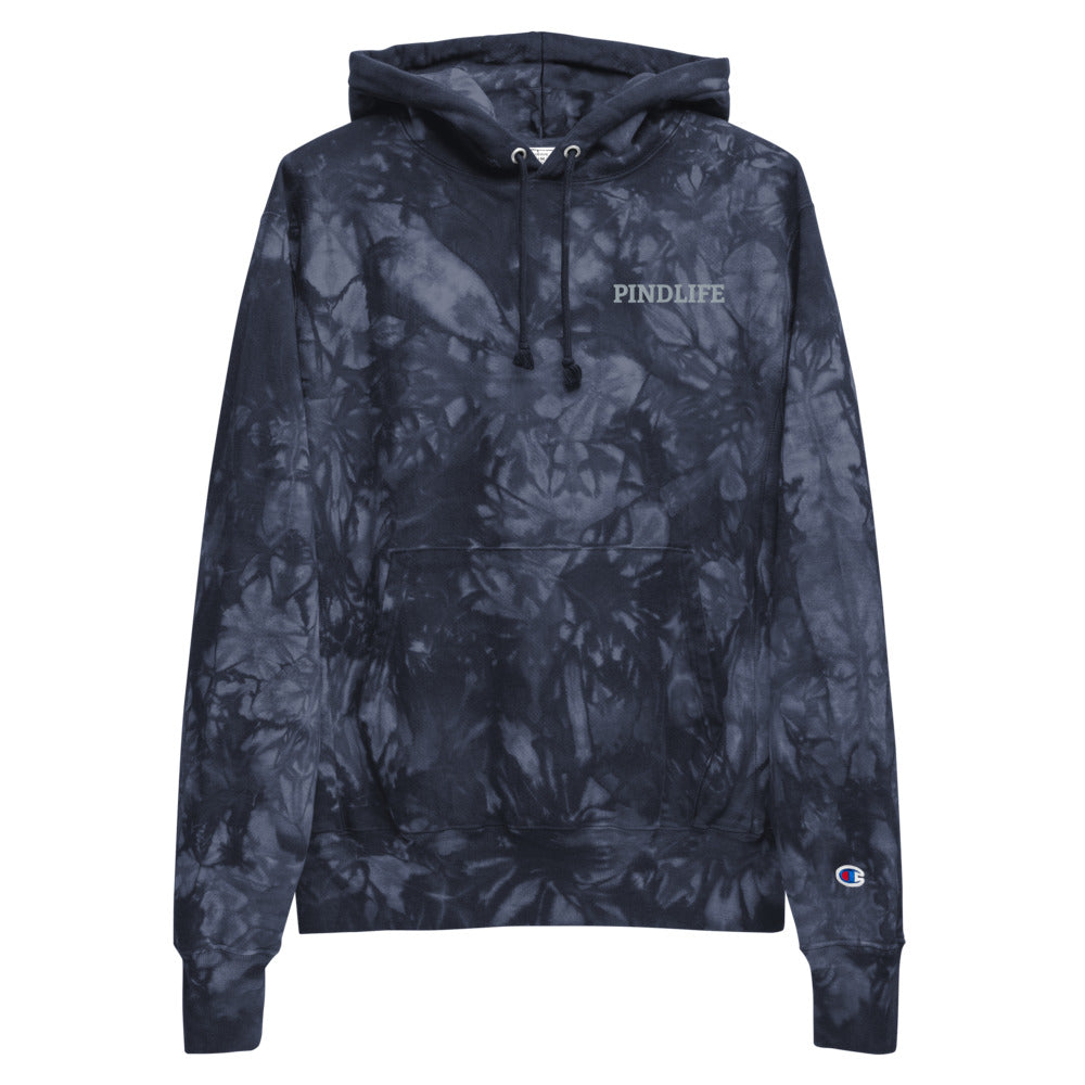 PindLife Champion Tie-Dye Hoodie in navy, front view, Punjabi Streetwear