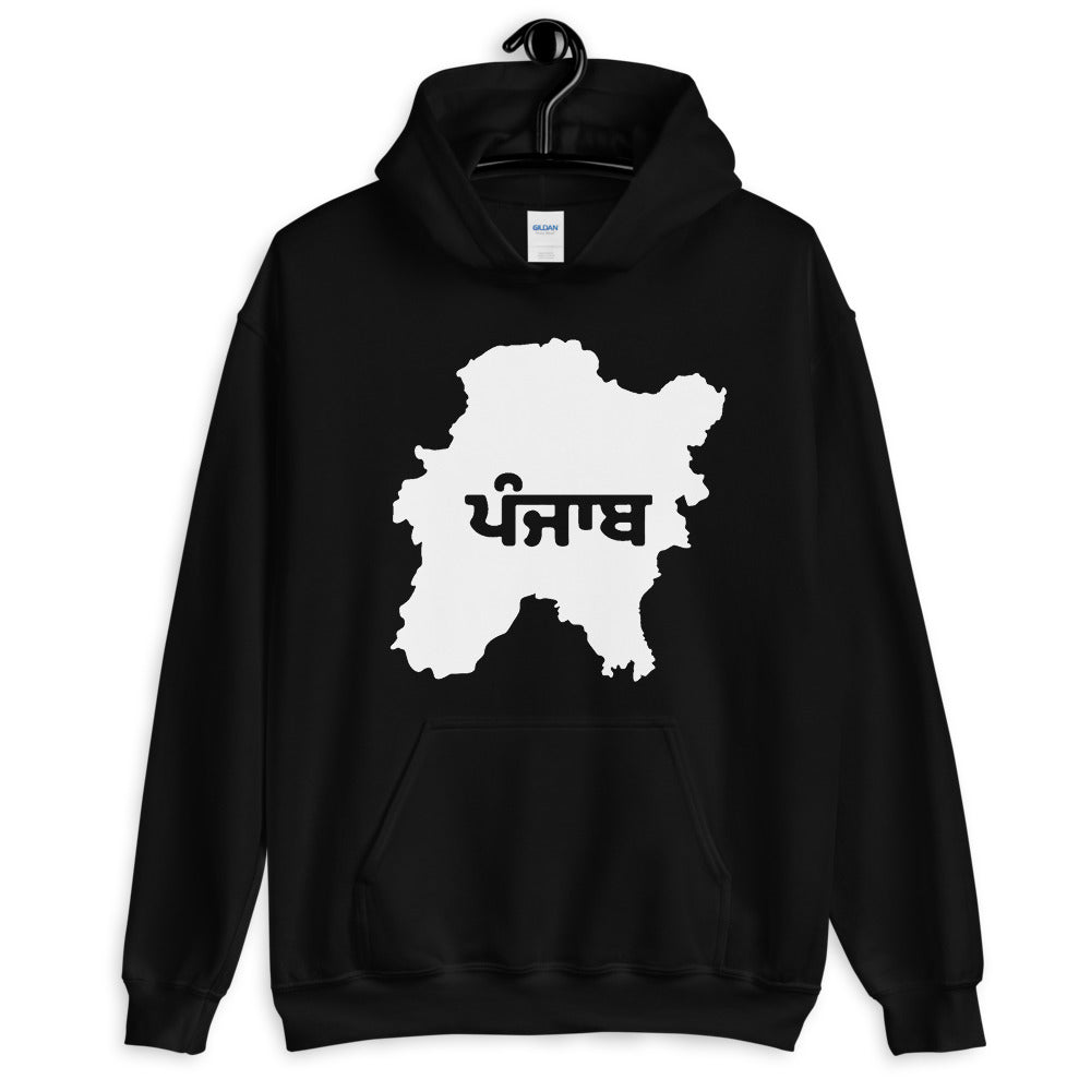 PindLife Old Punjab Hoodie in black, front view, Vintage Punjabi Sweatshirt