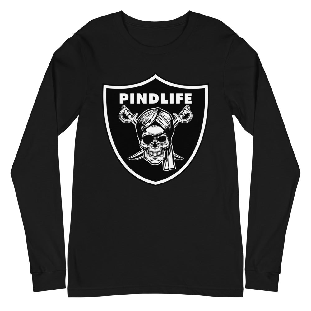 PindLife Nation Long Sleeve Shirt in black, front view, Punjabi Diaspora Tee