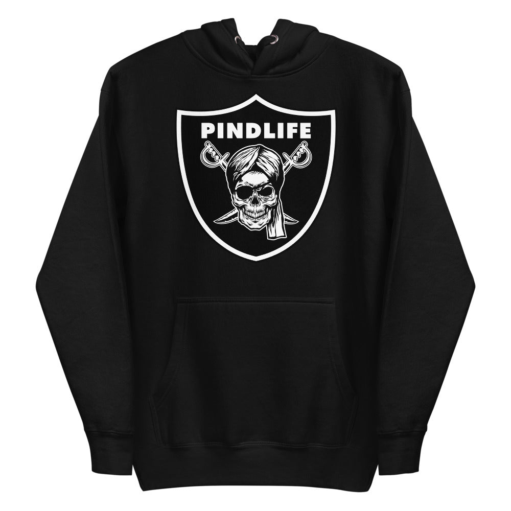 PindLife Nation Hoodie in black, front view, Punjabi Diaspora Sweatshirt