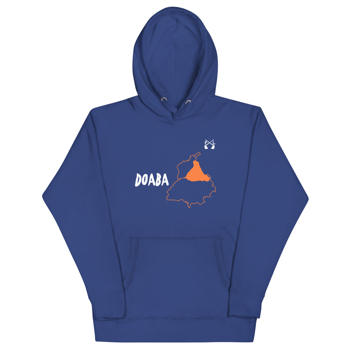 PindLife Doaba Hoodie (English) in team royal, front view, Punjab Region