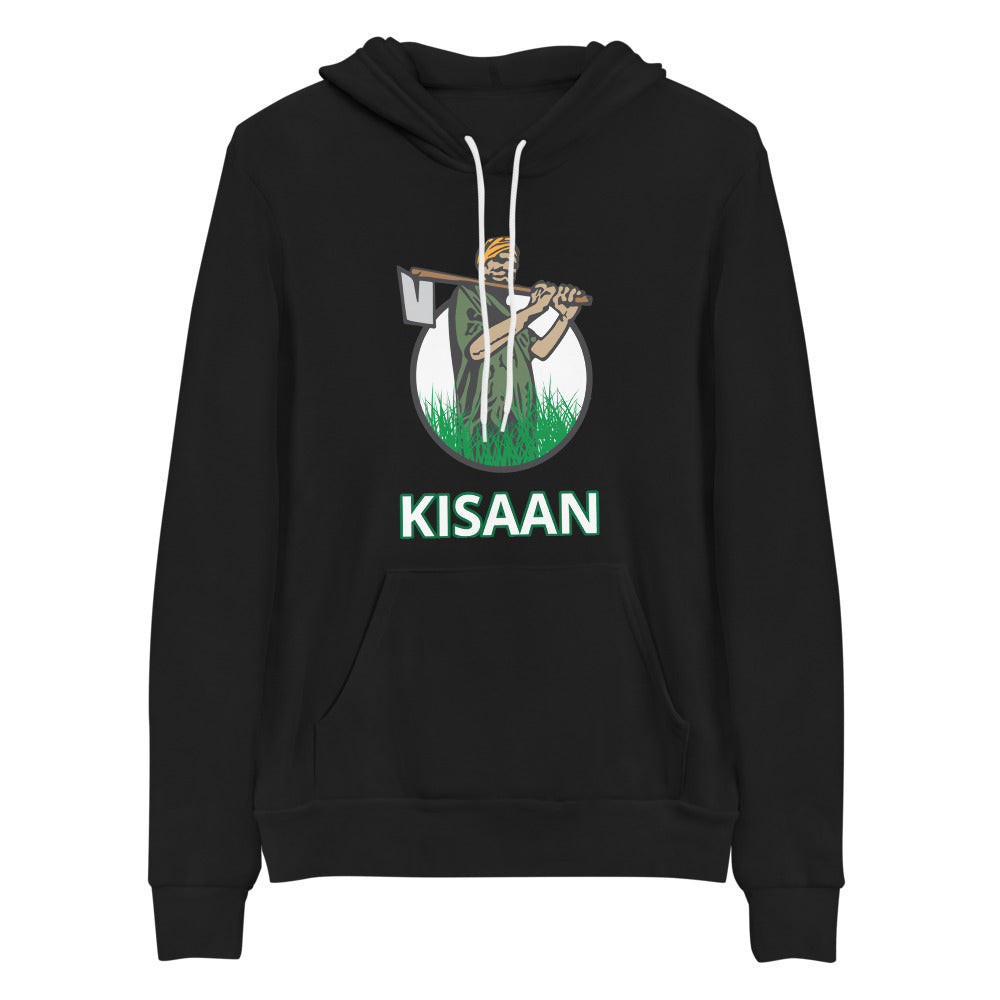 PindLife Kisaan Hoodie in black, front view, Punjabi Farmer Pride Sweatshirt