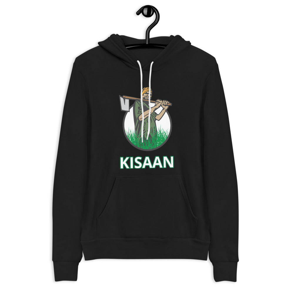 PindLife Kisaan Hoodie in black, front view, Punjabi Farmer Pride Sweatshirt