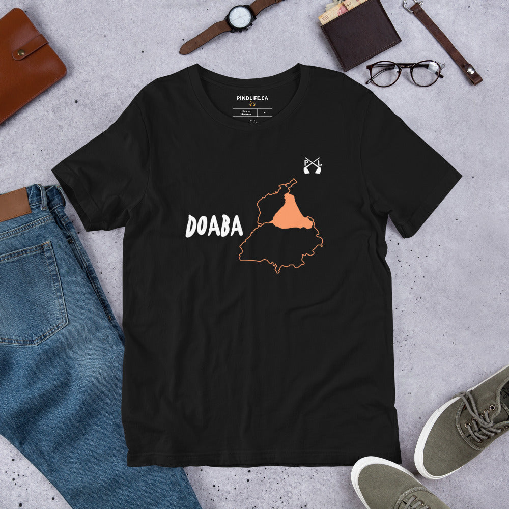 PindLife Doaba T-Shirt in black, front view, Punjab Region