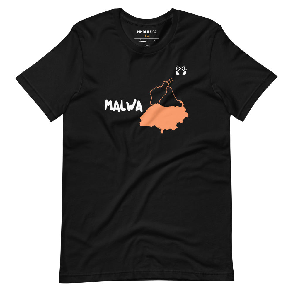 PindLife Malwa T-Shirt in black, front view, Punjab Region