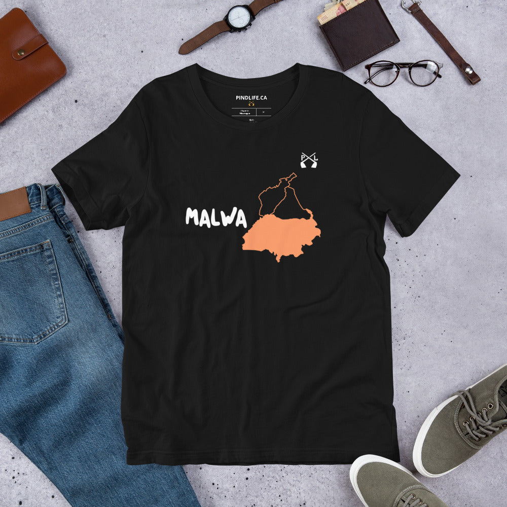 PindLife Malwa T-Shirt in black, front view, Punjab Region